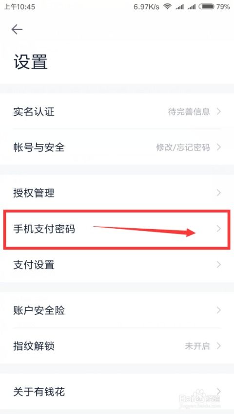 如何设置有钱花支付密码